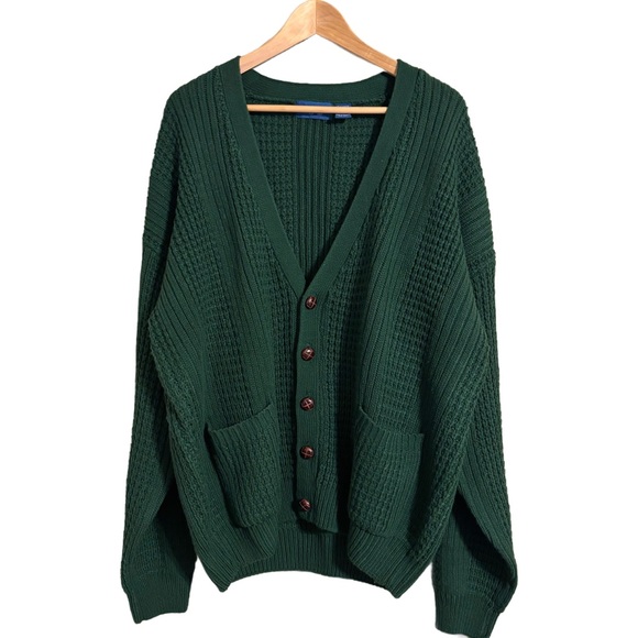Towncraft Other - Vintage Towncraft “Grandpa” “Grunge” Green Knit Cardigan Sweater Men’s Size XL